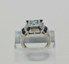 14K White Gold Aquamarine Sapphire and Diamond Ring, Circa 1990, Size 7