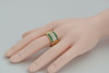 14K YG Unisex Sharp Looking Emerald and Diamond Ring Circa 1990 Size 10