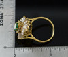 18K Yellow Gold Emerald and Diamond Cluster Ring Circa 1960's, Size 6