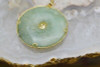 14K YG Jade Happiness Disk Gold Fitted Bezel and Center Circa 1970