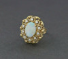 14K YG Opal and Diamond Ring Large Opal Crystal of Rainbow Fire Size 8.25