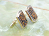 Vintage 14K YG Leopard Stone Cufflinks Swivel Spring Backs Circa 1960