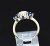 14K Yellow Gold Sapphire and Diamond 3 Stone Ring Circa 1950, Size 7