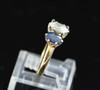 14K Yellow Gold Sapphire and Diamond 3 Stone Ring Circa 1950, Size 7