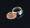 14K Yellow Gold Sapphire and Diamond 3 Stone Ring Circa 1950, Size 7