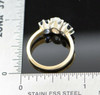 14K Yellow Gold Sapphire and Diamond 3 Stone Ring Circa 1950, Size 7