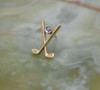 Vintage 14K YG Tie Tack Crossed Irons Small Diamond Set ANSON Circa 1960