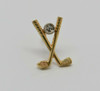 Vintage 14K YG Tie Tack Crossed Irons Small Diamond Set ANSON Circa 1960