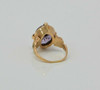 18K YG Amethyst Diamond and Victorian Inlaid Stone Ring Circa 1880 Size 7