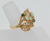 14K YG Opal and Green Tourmaline Ring Leaf Design Size 5.75 Circa 1970