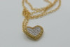 18K YG Diamond & Yellow Sapphire Heart Necklace on 14K 18" Chain, Circa 1990