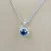 14K WG Blue Sapphire & Diamond Necklace Maker: REKO with 17" Chain, Circa 1990