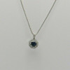 14K WG Blue Sapphire & Diamond Necklace Maker: REKO with 17" Chain, Circa 1990