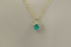 14K YG Emerald Diamond Halo Necklace with 17.5" Oval Link Chain