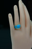 14K Yellow Gold Turquoise and Diamond Ring Circa 1990, Size 8