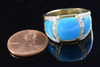 14K Yellow Gold Turquoise and Diamond Ring Circa 1990, Size 8