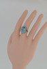 9K yellow Gold English Blue Topaz Ring, Size 7