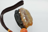 Chinese Agate Carving, 2 Tigers, 2 Tone Agate on New Cord with Ball