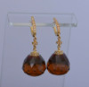 Superb 18K YG Multi Faceted Dark Citrine and Diamond Earrings