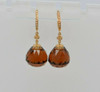 Superb 18K YG Multi Faceted Dark Citrine and Diamond Earrings