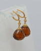 Superb 18K YG Multi Faceted Dark Citrine and Diamond Earrings