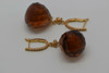 Superb 18K YG Multi Faceted Dark Citrine and Diamond Earrings