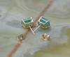 14K Yellow Gold Emerald Ear Studs in Basket Settings