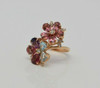 Superb 18K RG Multicolor Stone & Diamond Cocktail Ring, Maker: "SJ", Size 7.75