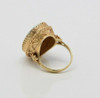 14K YG Hand Painted Porcelain Floral Ring, Size 7, Circa 1960