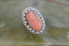 14K YG Coral Cameo and Pearl Ring, Classic Head Cameo w/pearl Surround, Size 7