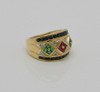 14K YG Emerald, Ruby, Sapphire and Diamond Band, Size 7, Circa 1990