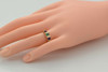 14K YG Amethyst & Emerald Ring Square Emerald w/2 Amethyst Side Stones, Size 7