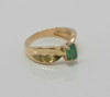 14K YG Emerald Ring Folded Ribbon Form Top, Size 6.5