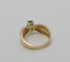 14K YG Emerald Ring Folded Ribbon Form Top, Size 6.5