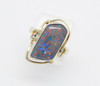 9K Yellow Gold Freeform Doublet Opal Ring, Size 8