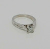 18K WG Diamond Ring .96 Carat Center Princess Cut 10 Side Stones, Size 6.25