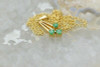 18K YG Emerald Modernist Necklace 3 Green Emerald Color Stones on 18" Chain