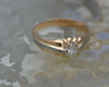 19K RG Diamond Solitaire Ring Old Mine Cut Stone Circa 1880 Size 10.25