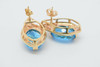 14K Yellow Gold London Blue Topaz and Diamond Ear Studs, Circa 1990