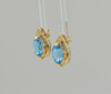 14K Yellow Gold London Blue Topaz and Diamond Ear Studs, Circa 1990