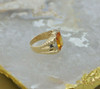 10K Yellow Gold Citrine Ring, Diamond Accent, Deco Style, Circa 1950, Size 8.25