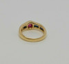 18K YG Ruby and Sapphire Ring, Maker T in Circle, Circa 1990, Size 7