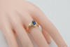 14K YG Sapphire and Diamond Ring Medium Blue Cabochon Circa 1980 size 8.5