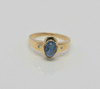 14K YG Sapphire and Diamond Ring Medium Blue Cabochon Circa 1980 size 8.5