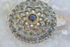 Vintage French Antique Gold Silver Sapphire and Pearl Pin or Pendant, Circa 1830