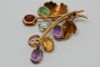 18K Yellow Gold Multi Stone Floral Spray Pin, Circa 1960