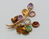 18K Yellow Gold Multi Stone Floral Spray Pin, Circa 1960