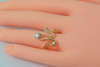 14K YG Diamond Artsy Ring Biomorphic Top H SI1 Circa 1970 Size 9