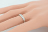 14K WG Unusual Diamond Band 6 round 7 Square Channel Set Stones, Size 5