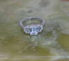 Aquamarine & Diamond Accent Ring 14K WG with Pierced Designs, Size 5.75